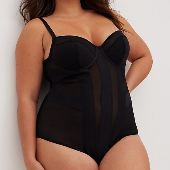 NWT TORRID BODYSUIT BLACK MESH STRAPPY SNAP BOTTOM LINGERIE - Plus Size 4X - Picture 3 of 10
